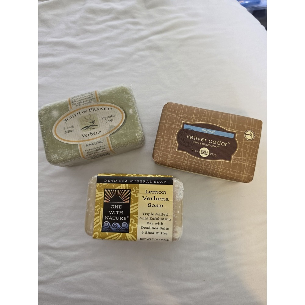 Lot Of 3 Bar Soaps: Lemon Verbena, French Milled Verb, Vetiver Cedar